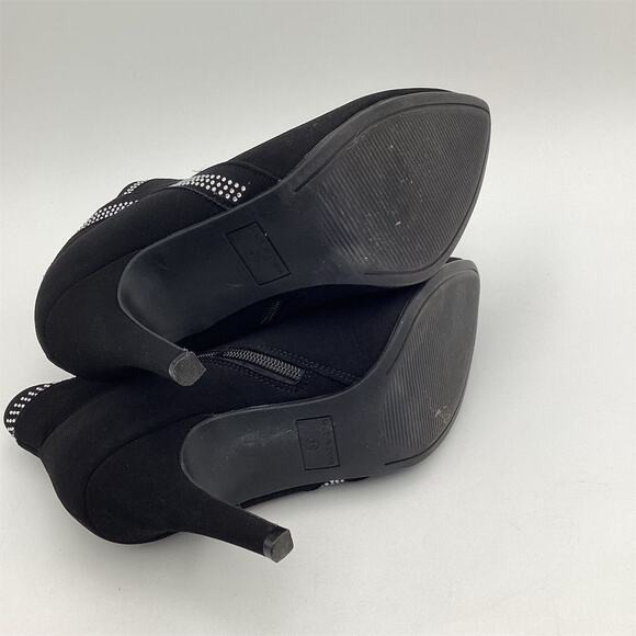 12 Thompson Women's Black Suede Rhinestone Ankle Boots Size 9.5 - Picture 5 of 11